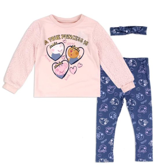 Peppa Pig Toddler Girls 2-Piece Fleece Set with Bonus Headband| Pink Outfit - Picture 1 of 1
